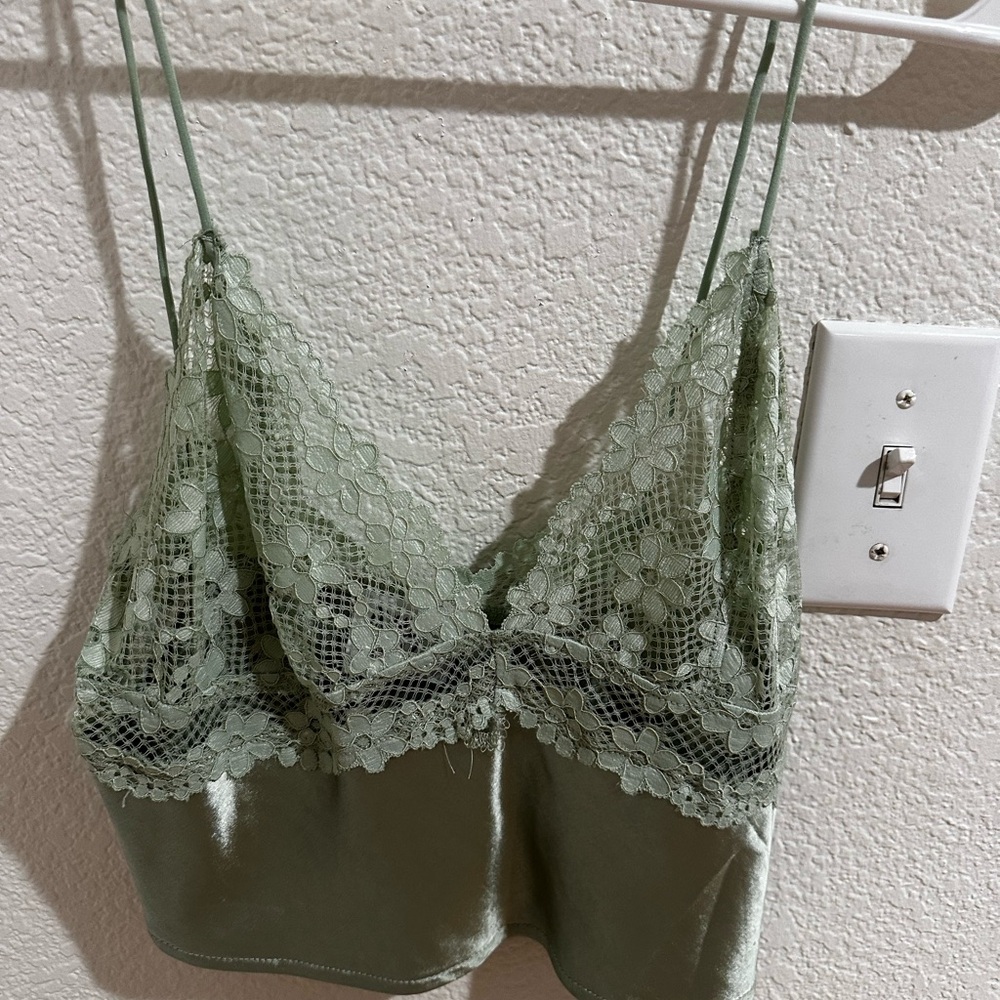 Princess Polly Sage Green Lace Cami